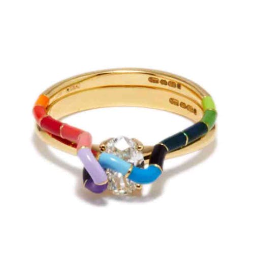 Bea Bongiasca Rainbow Diamond, Enamel & 18kt Gold Ring