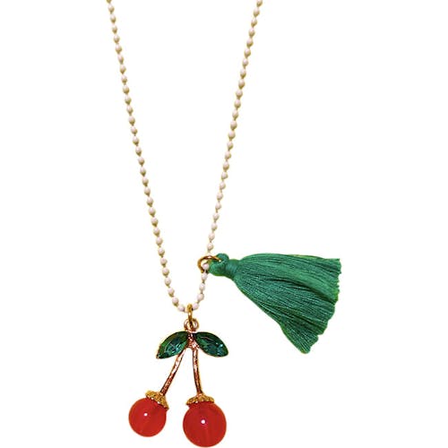 Gunner & Lux Rhinestone Cherries Necklace