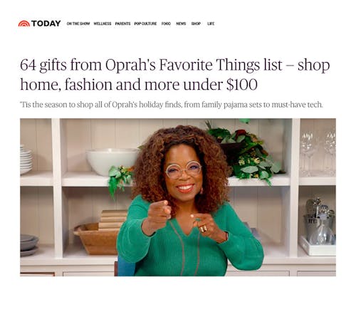 TODAY Show featuring KULE Malibu tee for Oprah's Favorite Things 2022