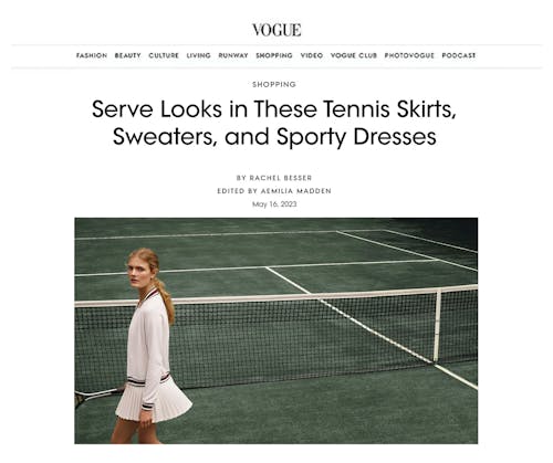 vogue featuring KULE whitney sweater for retro tennis wear