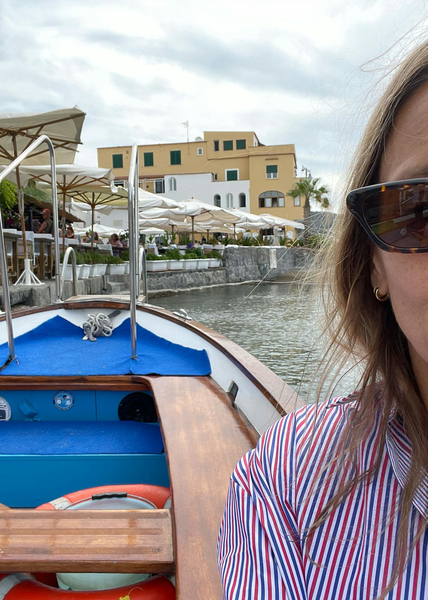 Nikki on boat in Italy Riviera