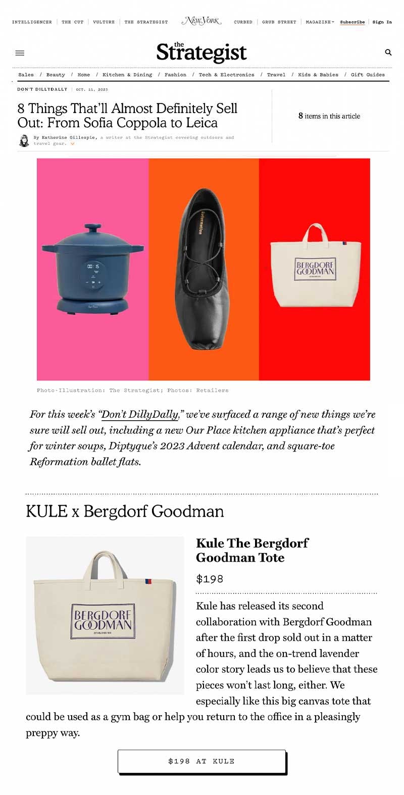 The Strategist featuring KULE x Bergdorf Goodman collaboration