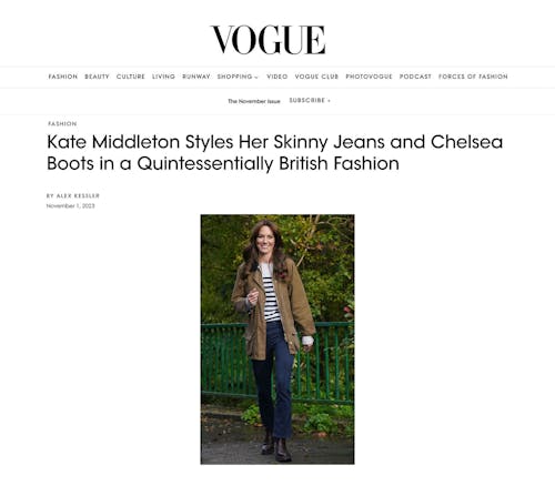 Vogue featuring KULE cashmere Betty sweater Kate MIddleton style