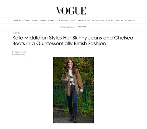 Vogue featuring KULE cashmere Betty sweater Kate MIddleton style
