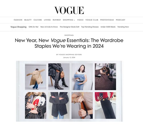 Vogue featuring KULE Cashmere Betty sweater as best striped sweater for wardrobe staples 2024