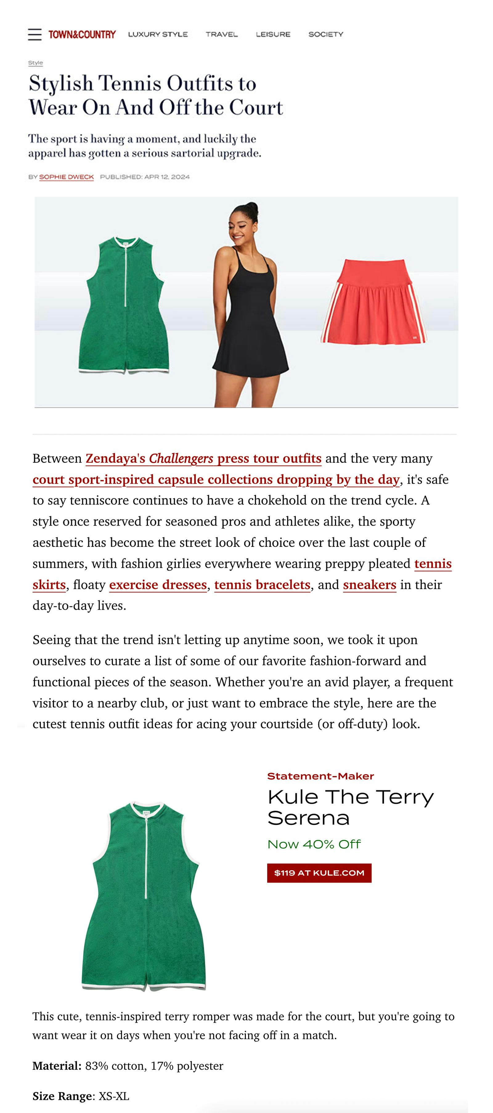 Town and Country featuring KULE terry cloth romper