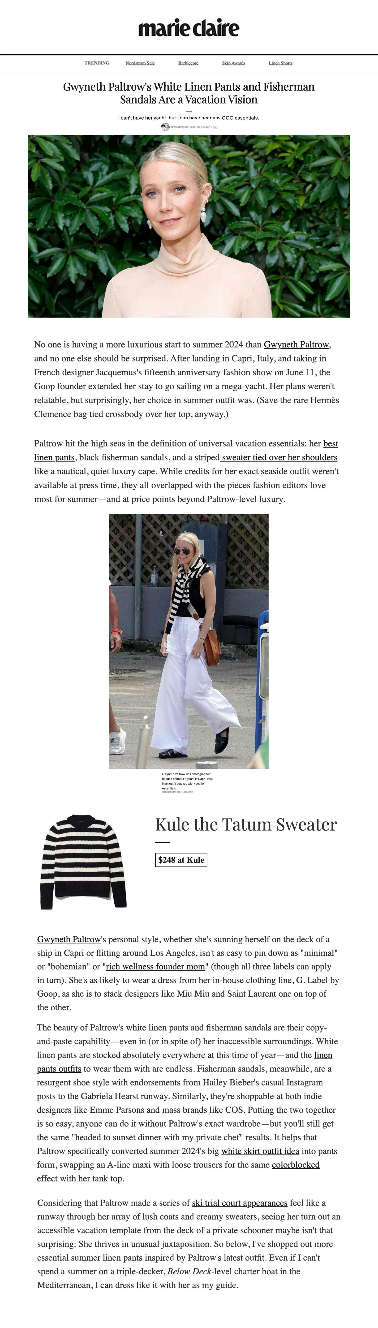 Marie Claire featuring KULE cotton Tatum sweater as Gwyneth Paltrow style